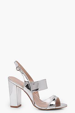 Boohoo Block Heel Clear Insert Heels