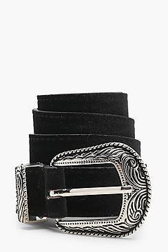Boohoo Sophie Velvet Western Boyfriend Belt