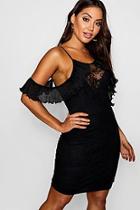 Boohoo Embroidered Cold Shoulder Dress