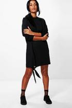 Boohoo Sinead Tie Front Sweat Dress