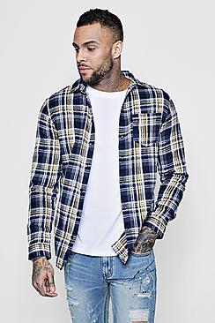 Boohoo Yellow Multi Check Long Sleeve Shirt
