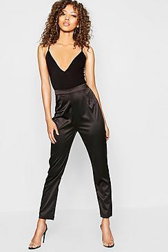 Boohoo Satin Tapered Leg Trouser