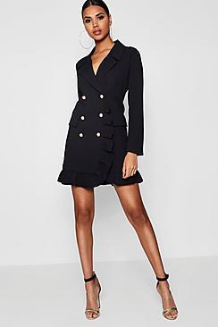 Boohoo Kate Ruffle Double Breasted Blazer Dress