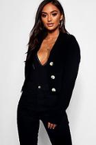 Boohoo Petite V Neck Pluge Button Up Crop Cardigan