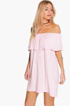 Boohoo Pixie Off The Shoulder Swing Dress Shell