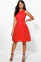 Boohoo Boutique Li Panelled Full Skirt Skater Dress Red