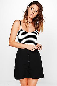 Boohoo Aada Button Front Mini Skirt