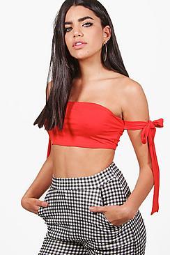 Boohoo Niama Tie Sleeve Bandeau