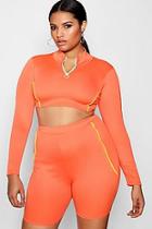 Boohoo Contrast 1/2 Zipper Sport Crop Top