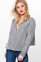Boohoo Kate Striped Frill Back Shirt