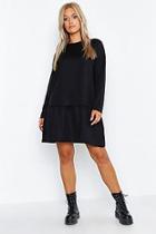 Boohoo Plus Drop Hem Crew Neck Sweat Dress