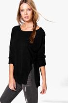 Boohoo Arabella Asymmetric Hem Sweatshirt Black