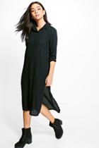 Boohoo Quinn Button Through Split Side Shirt Dress Black