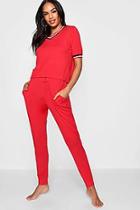 Boohoo Sports Rib T-shirt & Jogger Set