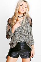 Boohoo Boutique Eva Lace Insert Leopard Print Shirt Multi