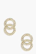 Boohoo Chain Double Ring Linked Stud Earrings