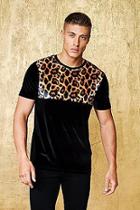 Boohoo Party Leopard Velour Panel T-shirt