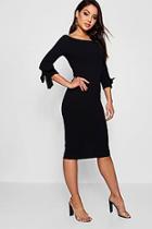 Boohoo Sophie Off The Shoulder Contrast Bow Midi Dress