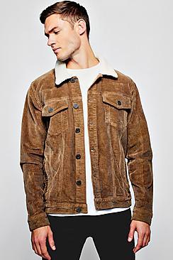 Boohoo Brown Borg Collar Corduroy Jacket