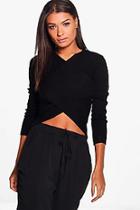 Boohoo Saskia Wrap Front Rib Knit Jumper