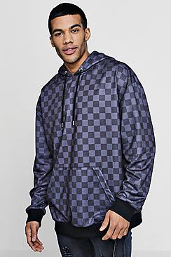 Boohoo Oversized Checker Board Hoodie