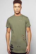Boohoo Skater Fit Destroyed T Shirt With Double Zip