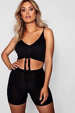 Boohoo Plus Molly V-neck Tie Down Cami