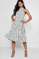 Boohoo Kirsty Polka Dot High Neck Midi Dress