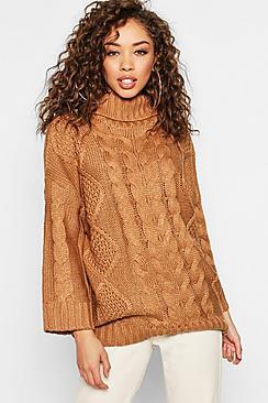 Boohoo Oversized Roll Neck Cable Jumper