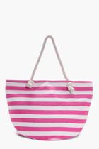 Boohoo Lois Stripe Print Beach Bag Pink