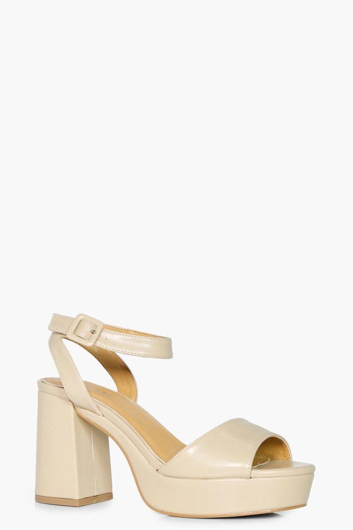 Boohoo Freya 2 Part Platform Low Heel Nude