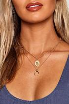 Boohoo Horn And Sovereign Layered Necklace