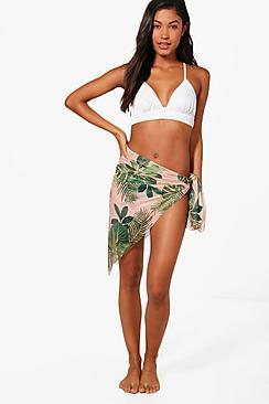 Boohoo Matilda Tropical Leaf Print Sarong