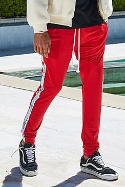 Boohoo French Montana Skinny Man Tape Joggers
