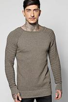 Boohoo Crew Neck Jumper With Ribbed Sleeves