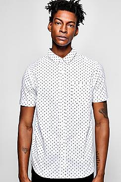 Boohoo Short Sleeve Polka Dot Print Shirt