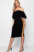 Boohoo Plus Lisa Ruffle Sports Stripe Midi Dress