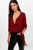 Boohoo Lucy Wrap Over Blouse