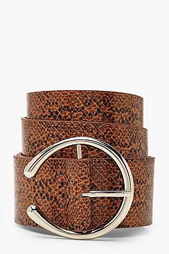 Boohoo Faux Python Horseshoe Buckle Belt