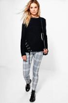 Boohoo Zahra Monochrome Check Print Leggings Multi