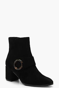 Boohoo Wide Fit Tortoise Shell Trim Shoe Boots