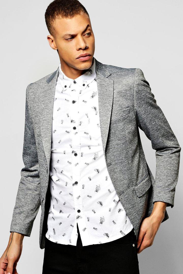 Boohoo Slim Fit Jersey Blazer Grey