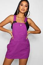 Boohoo Purple Denim Pinafore Dress