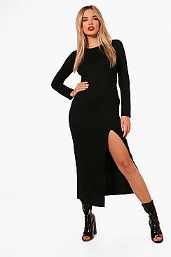 Boohoo Soft Knitted Dress Split Front