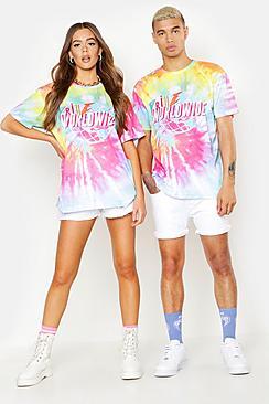 Boohoo Pride Tie Dye T-shirt With Front & Back Print