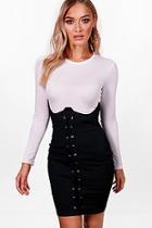 Boohoo Christie Under Bust Lace Up Skirt And Top Set