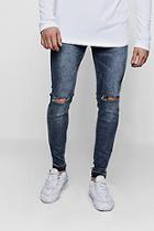 Boohoo Skinny Fit Ripped Knee Jeans And Let Down Hem