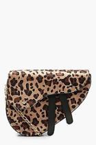 Boohoo Leopard Wave Flap Cross Body Bag
