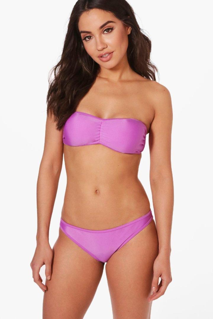 Boohoo Dominica Bandeau Bikini Set Purple