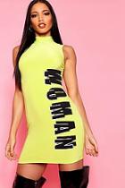 Boohoo Woman Double Slinky Slogan Bodycon Dress